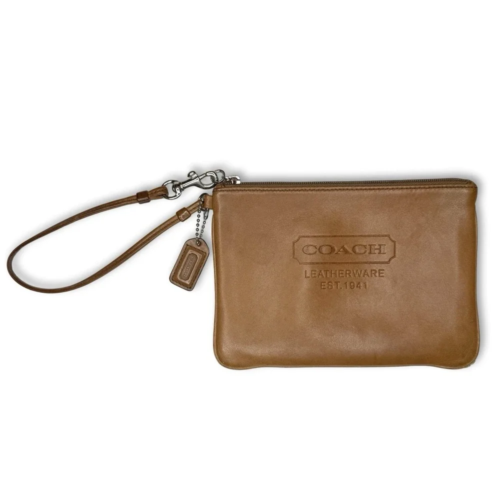 NWOT Coach Vintage Heritage Leather Wristlet w/ Mini Bag Charm