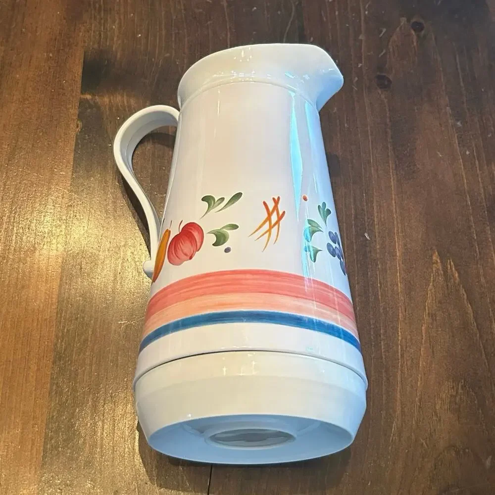 Vintage Jay Import Co Gardenia Thermal Carafe‎ Pitcher White Fruit Cottagecore