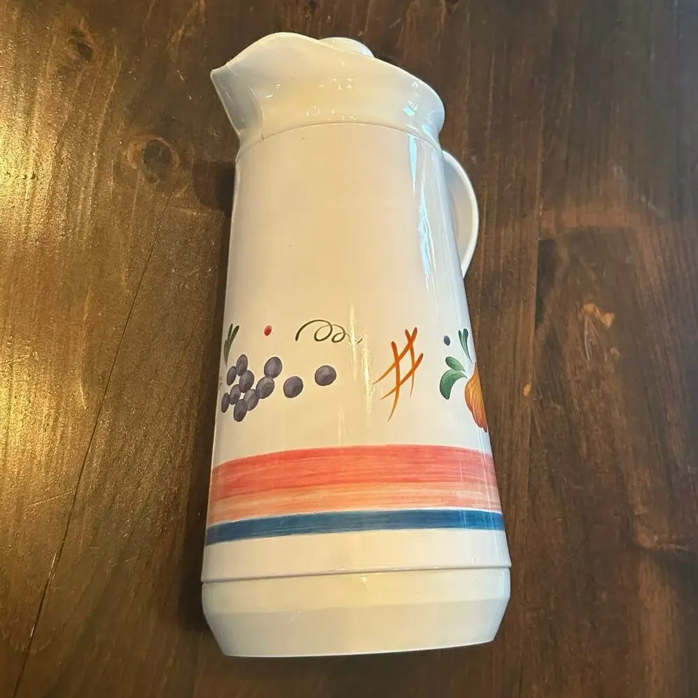 Vintage Jay Import Co Gardenia Thermal Carafe‎ Pitcher White Fruit Cottagecore