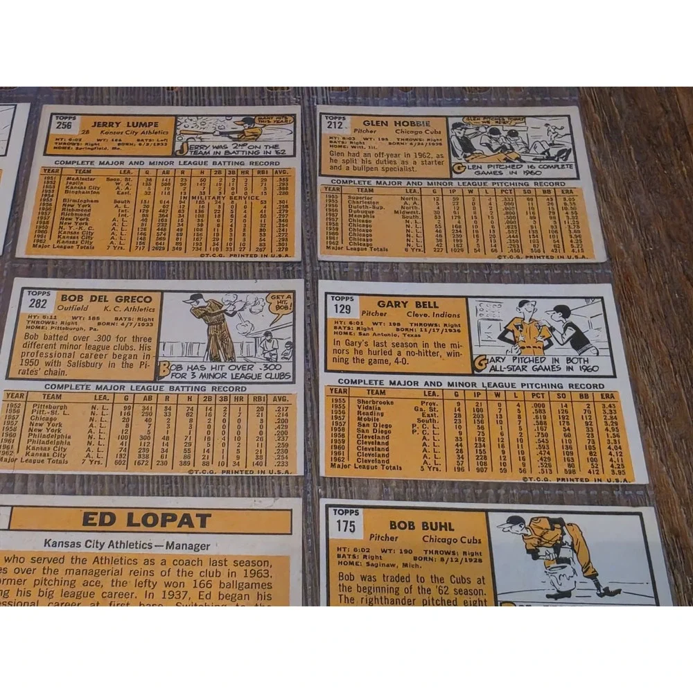 Vintage 1963 Topps Baseball Cards Sheet Of 9