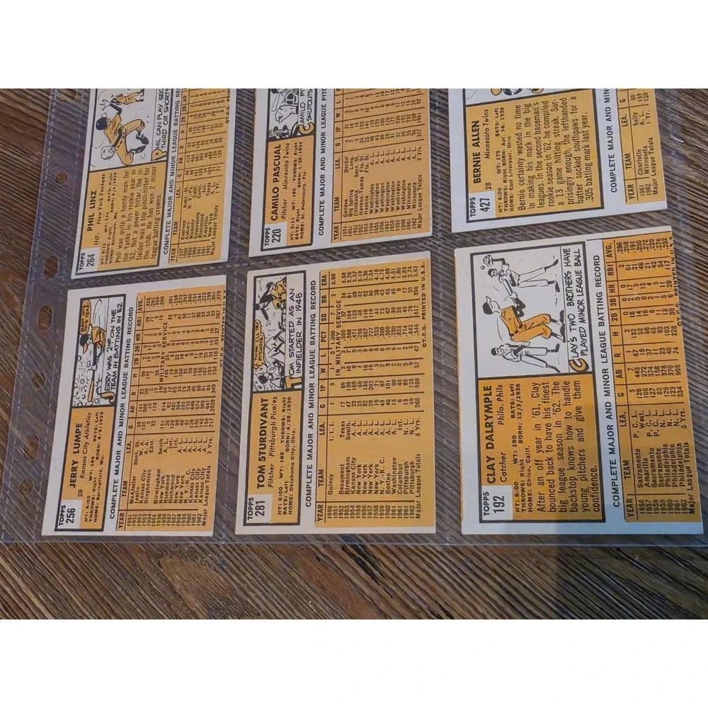 Vintage 1963 Topps Baseball Cards Sheet Of 9
