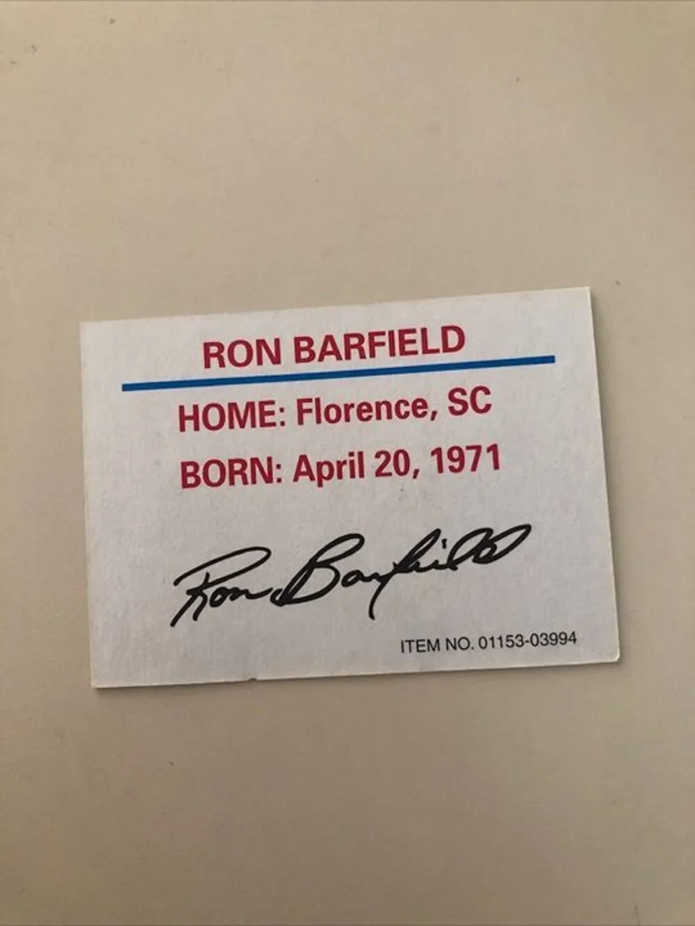 Bill‎ Elliott Signed Vintage McDonalds Promo Trading Card Rare Plus Ron Barfield