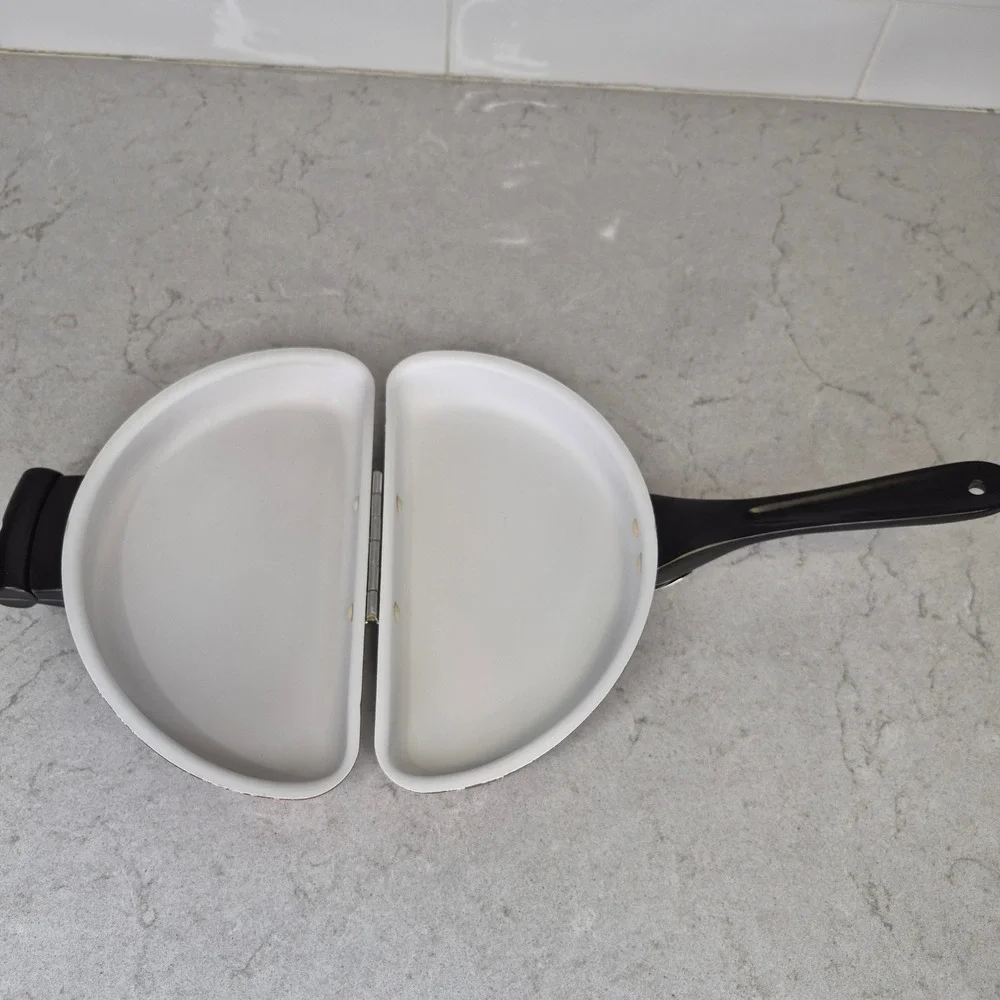 Vintage Kitchen Pride Mirro Folding Omelet Pan Brown Aluminum Double Sided USA