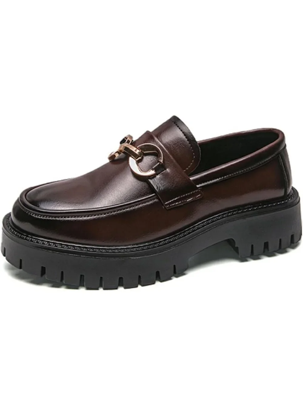 Stylish Black & White Chunky Platform Loafers | Slip-On Dress Shoes, Sizes