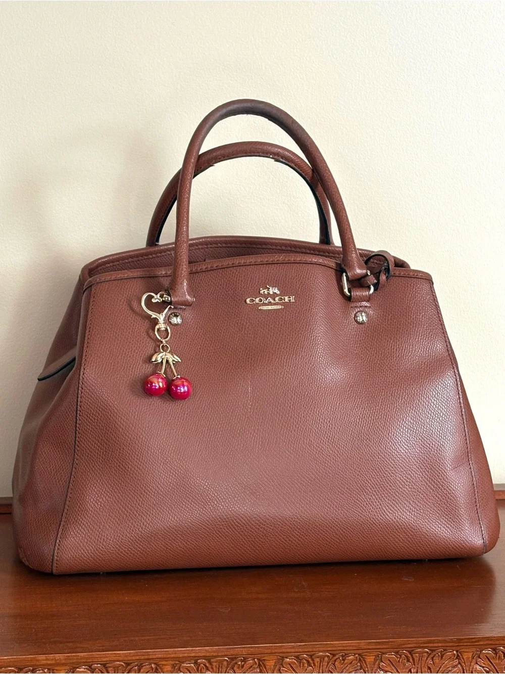Coach Margot Carryall bag in saddle brown, crossgrain leather