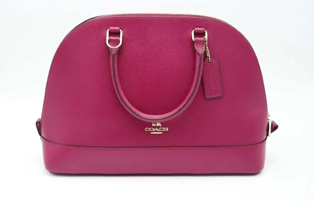 Coach Sierra Satchel Crossgrain Fuchsia Pink Leather Handbag