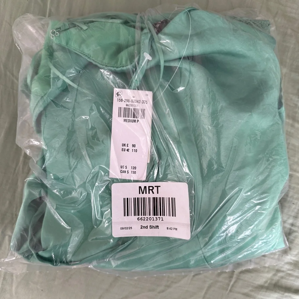 Abercrombie & Fitch Green Cowl Neck Satin Strappy Lace Mini Maxi Skirt Dress