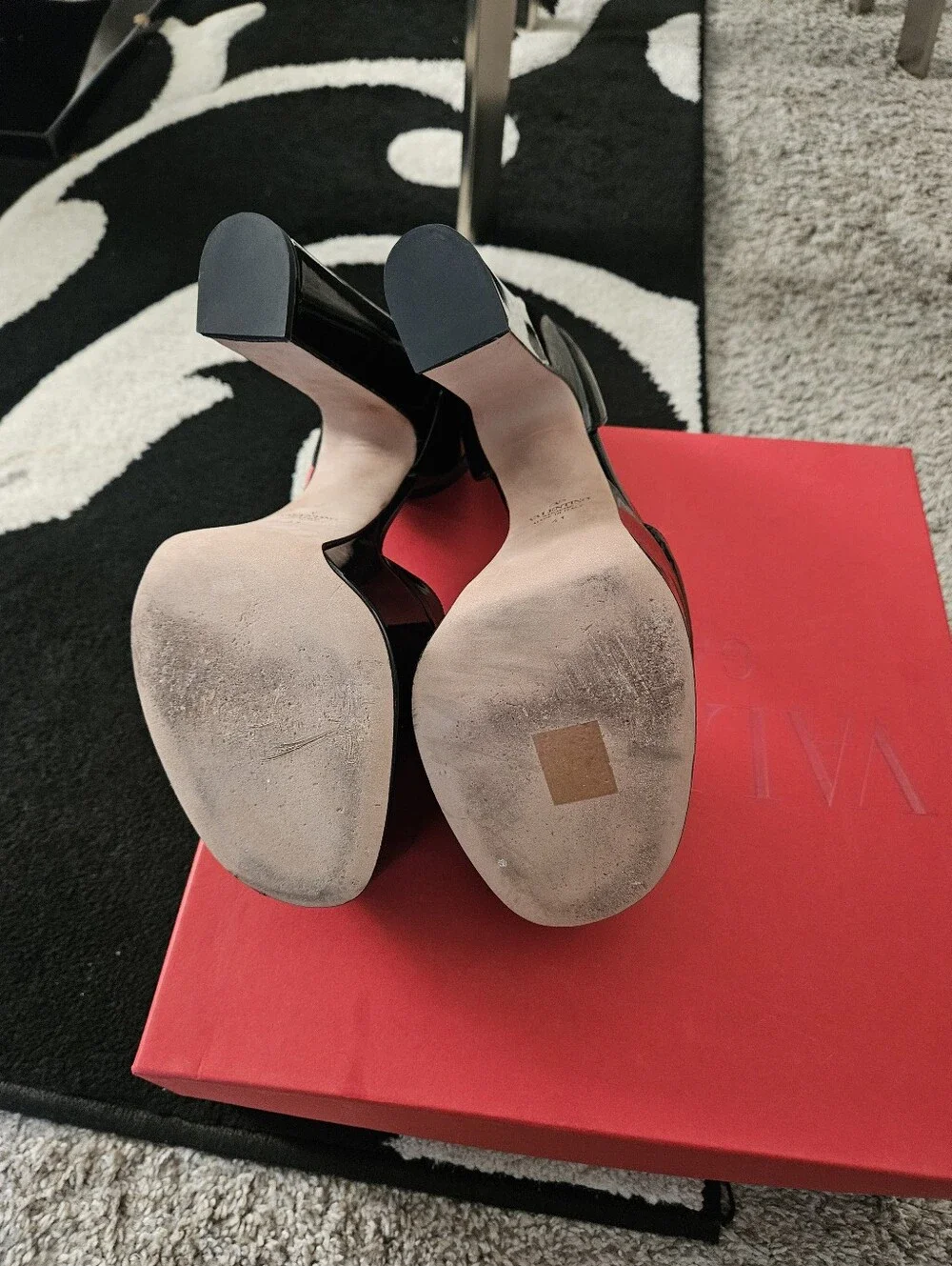 Valentino Garavani Black Patent Leather Platform Sandals