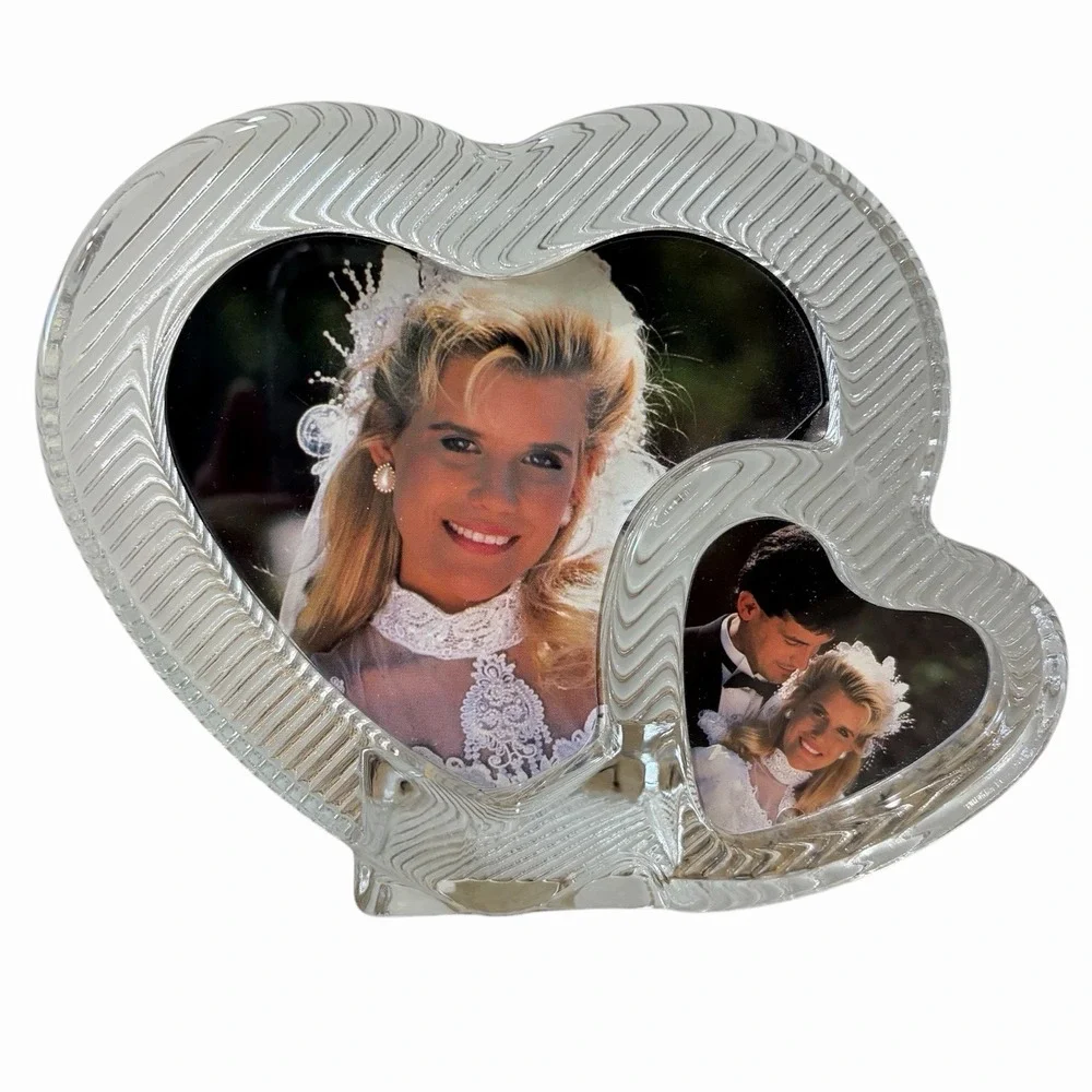 Mikasa‎ Polished Portraits Double Heart Clear Glass Picture Frame Made in Japan