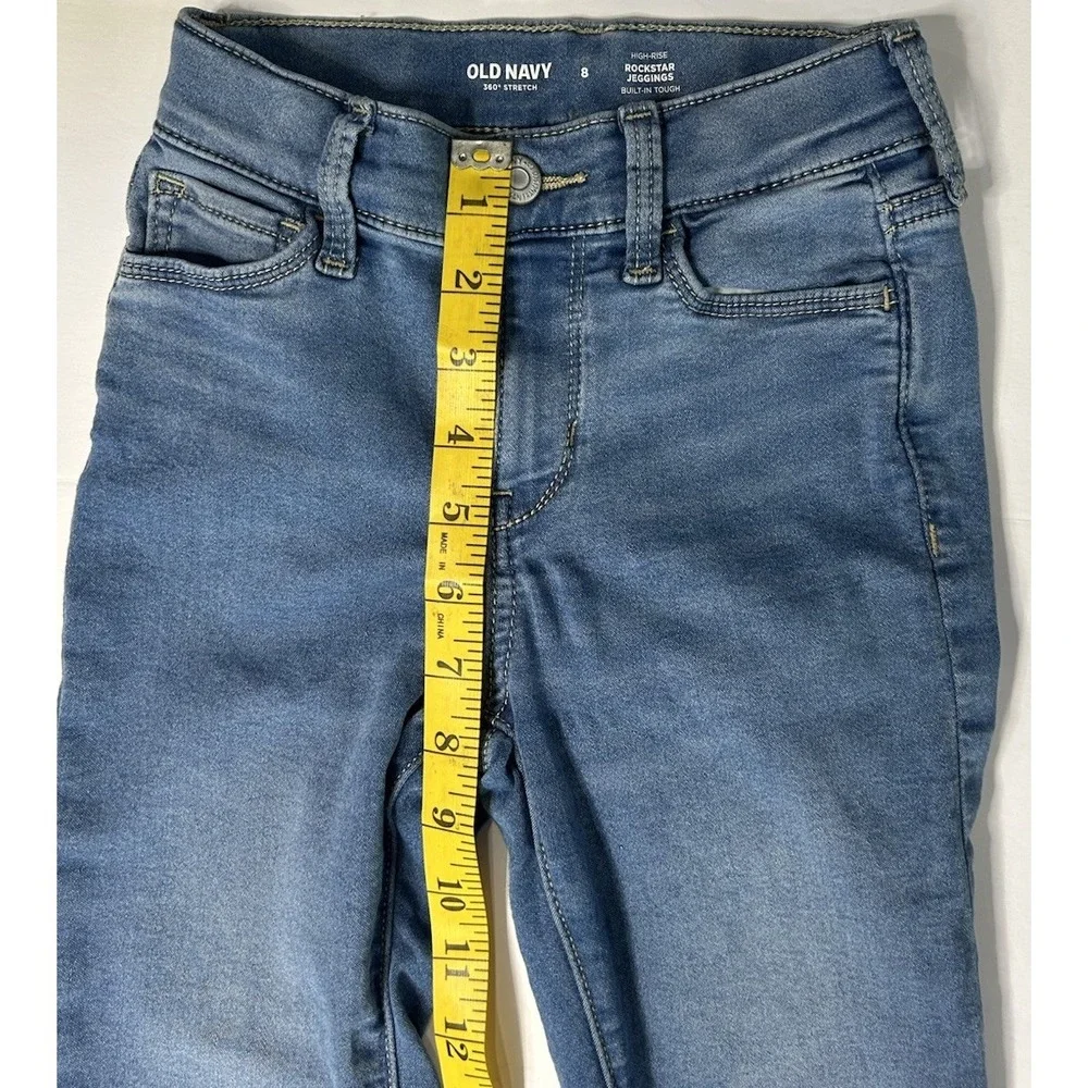 Old‎ Navy Rockstar Jeggings Girls Size 8 High Rise Stretch Blue Built In Tough