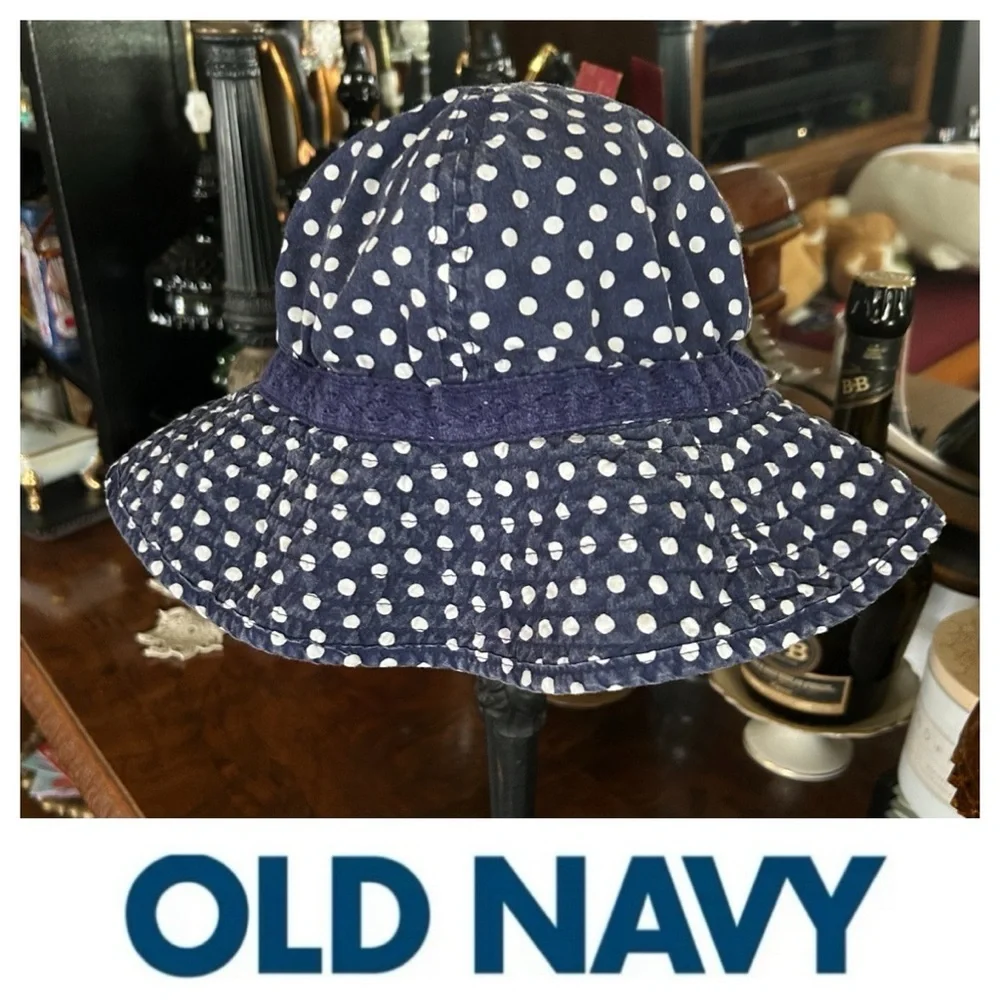 Navy Blue & White Polka-Dot Hat