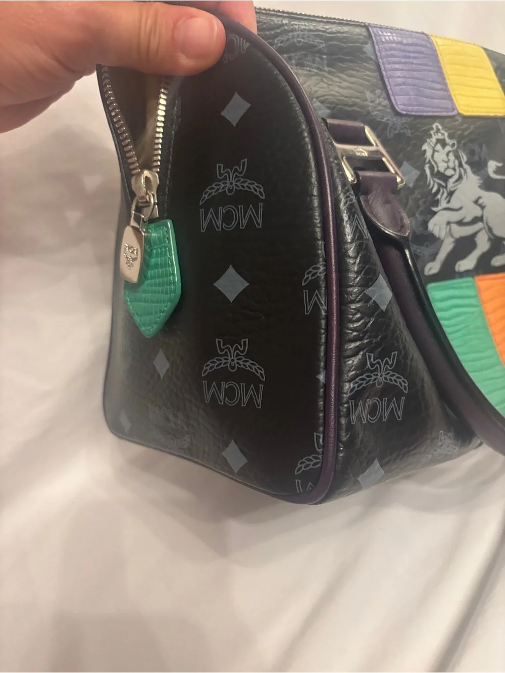 MCM limited edition princess lion black Leather Top-Handle Bag