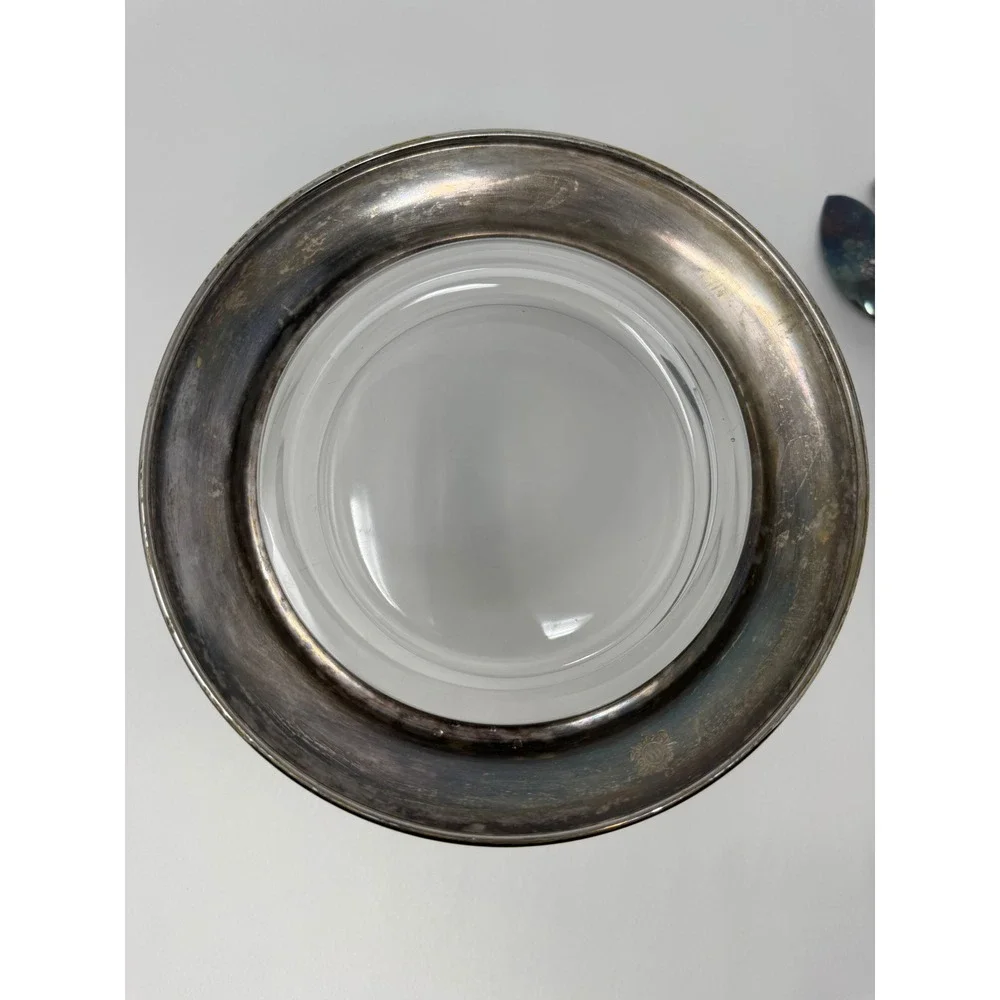 Silver Smith Studios Glass Bowl with Weighted Sterling Base and Serving Utensil