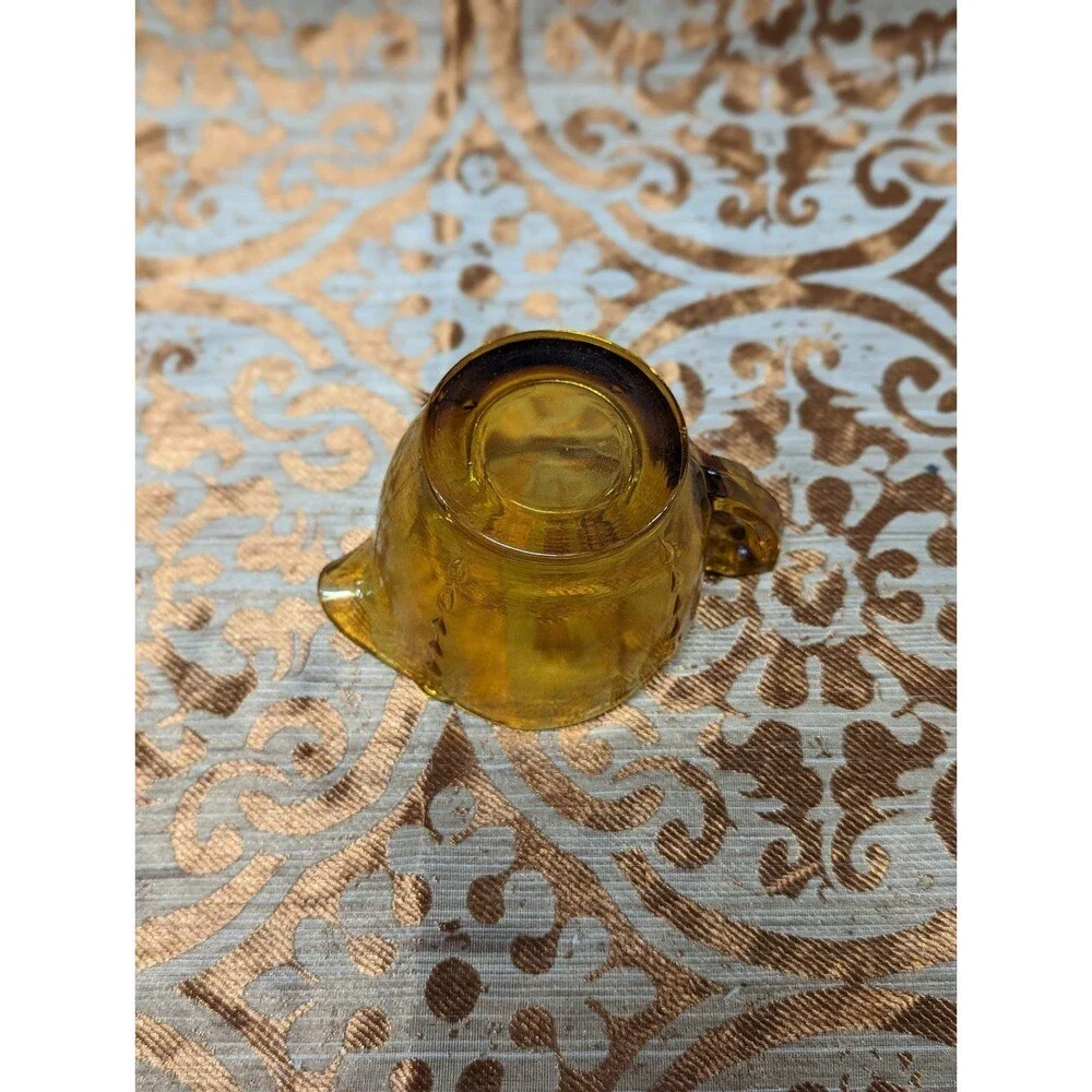 Vintage Amber Pressed Glass Creamer and Tea Platter‎ Tray Serving Dish Plate