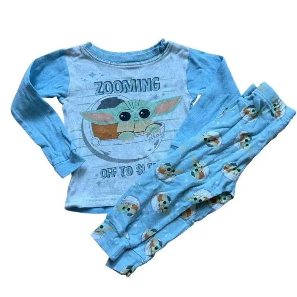 Toddler Unisex Star Wars Baby Yoda Mandalorian Cotton Pajamas Set - Sz 2T