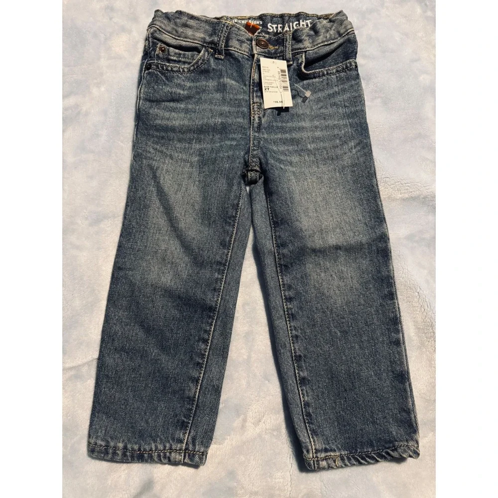 Childrens Place Straight Leg Jeans Carbon Wash Denim Blue 2T 2075866
