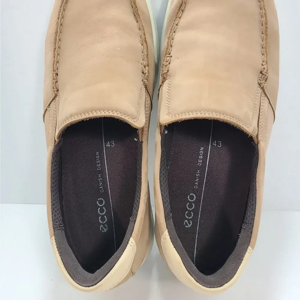 ECCO Cathum Mens 43 EU 10 US Moc Toe Slip On Leather Sneakers Casual Shoes Tan