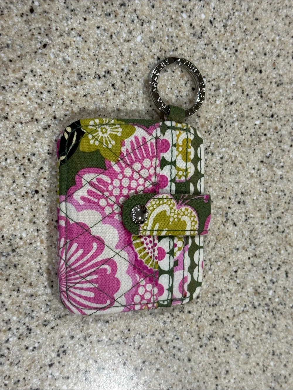 Vera Bradley Carry it All Wallet Card Holder with Keyring (Olive and Pink)
