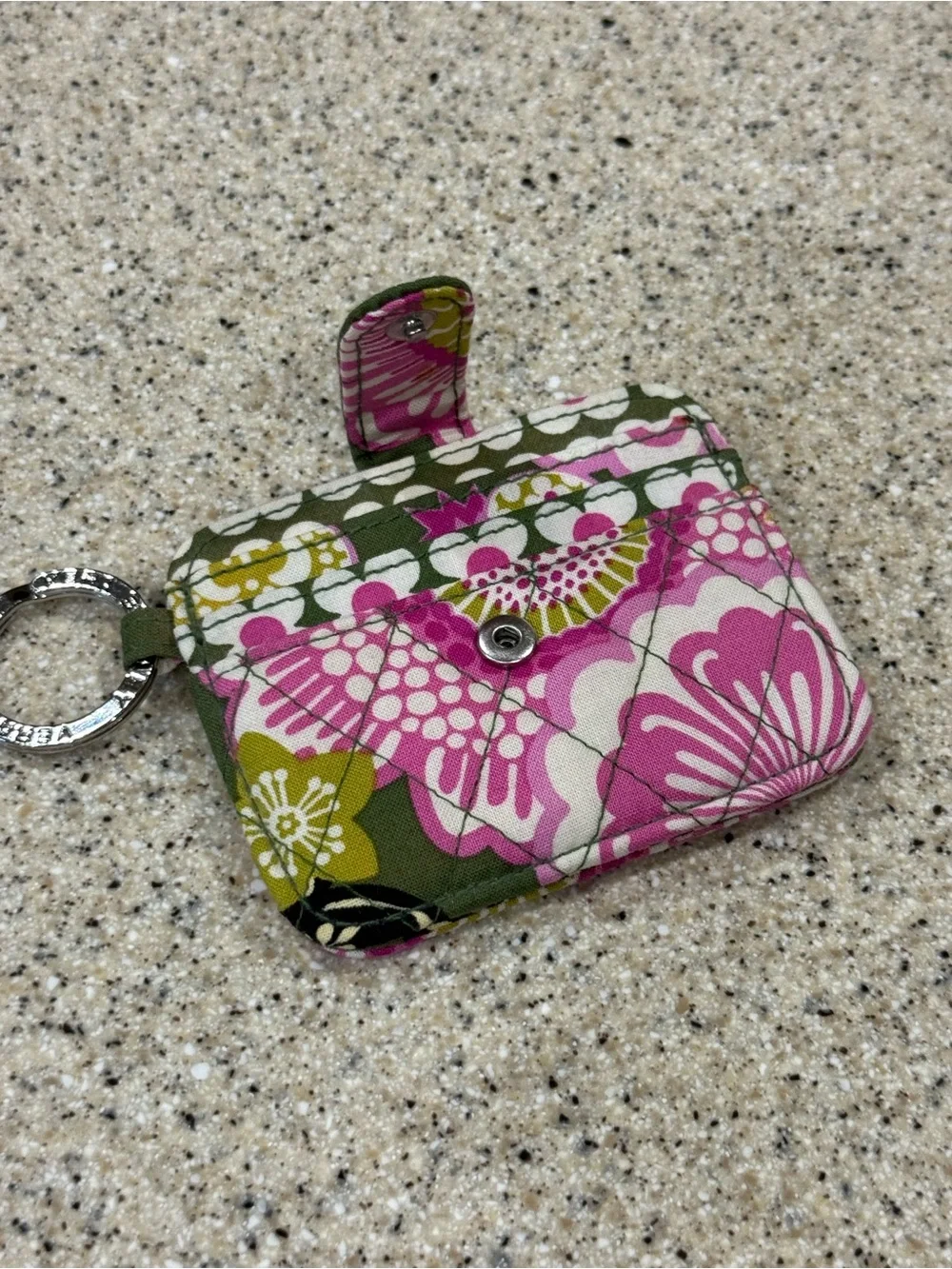 Vera Bradley Carry it All Wallet Card Holder with Keyring (Olive and Pink)