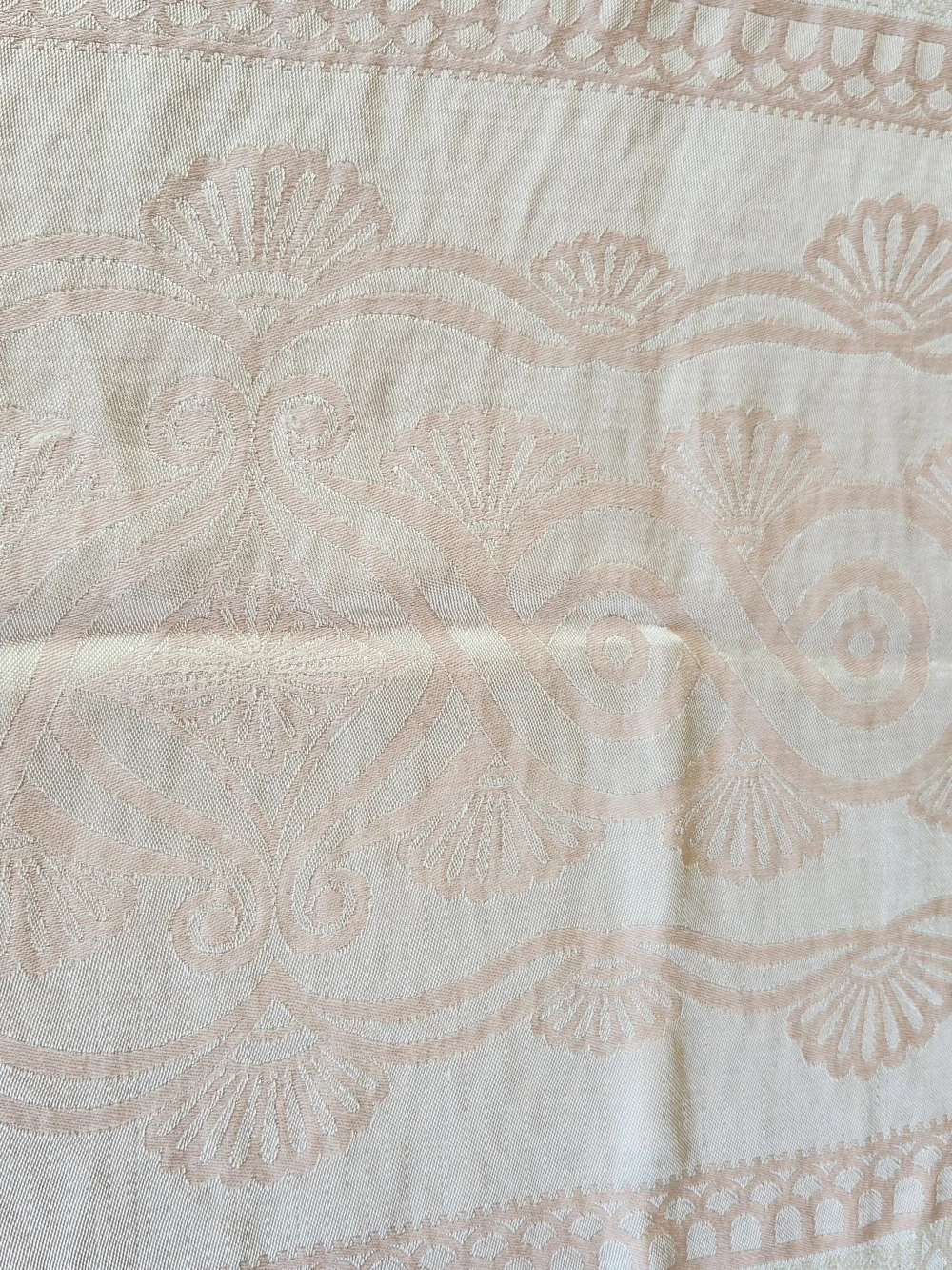 Vintage White And Pink Tablecloth