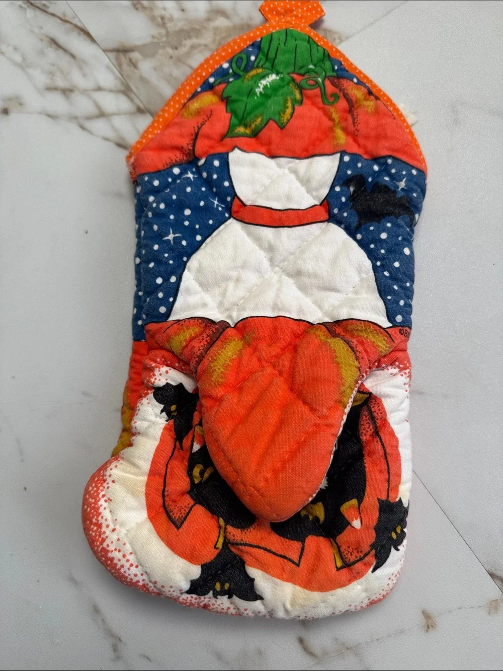 Vintage Halloween Oven Mitt Quilted Retro Ghost Pumpkin All over print