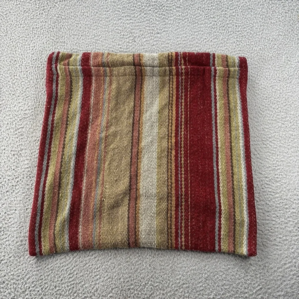 Pottery Barn Red, Tan, Cream & Green Striped Pillow Cover