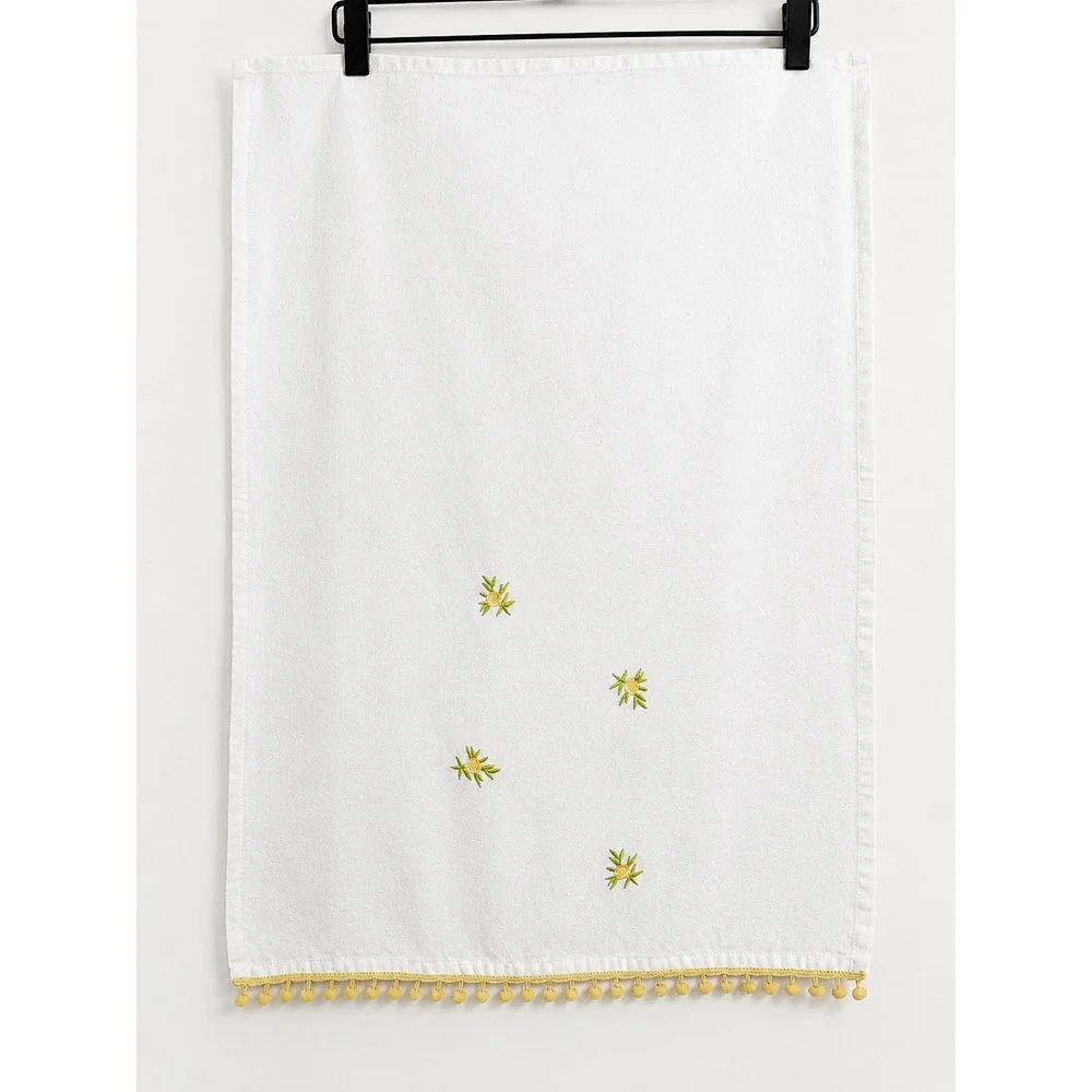 Pomegranate (1) Floral Dainty Yellow White Table Linen Napkin Great Condition