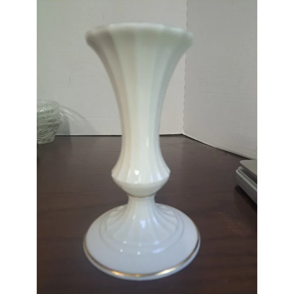 Vintage Lenox Classic Collection Bone China With Gold Trim Fluted Candlestick...