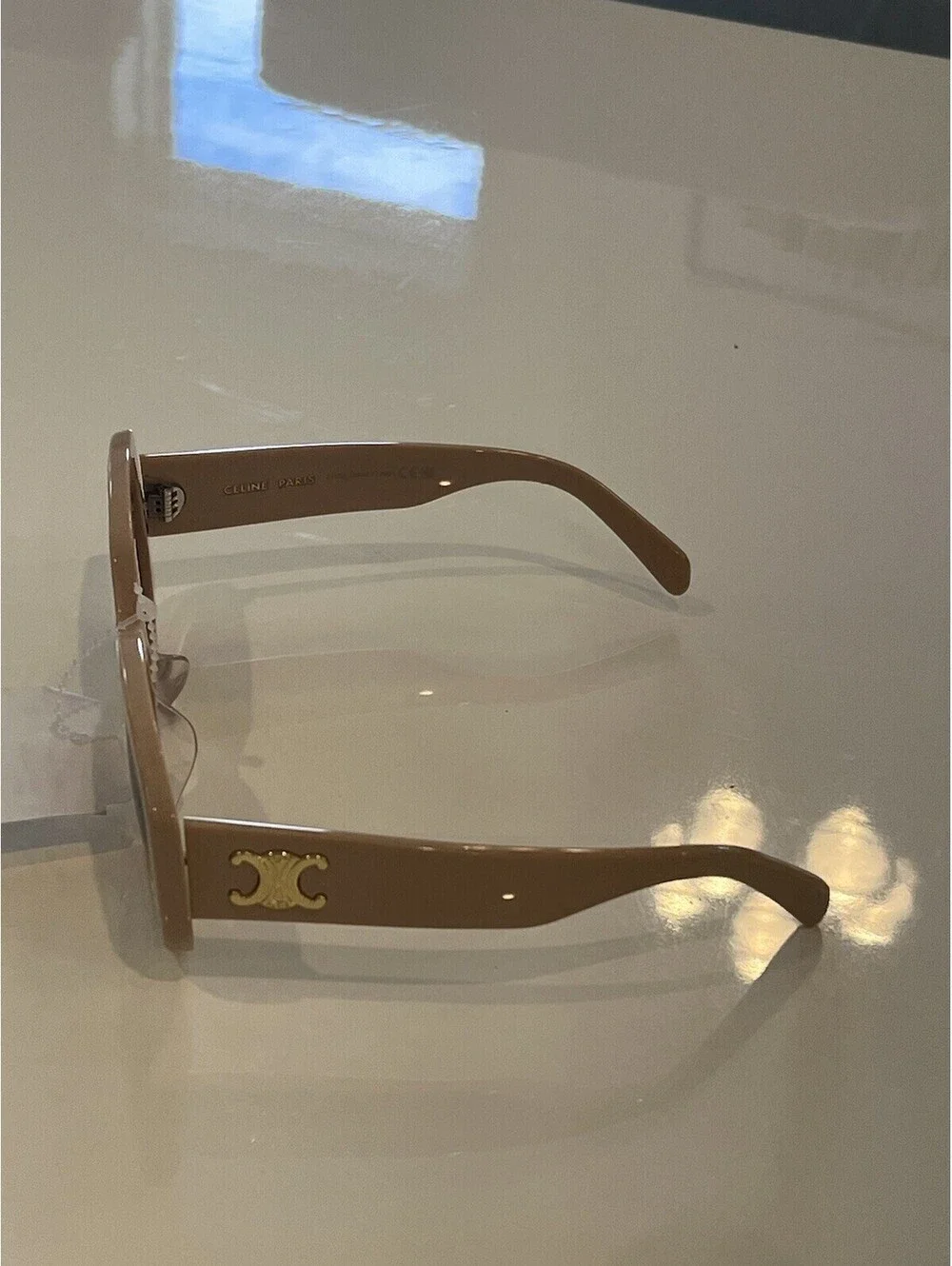 $510 CELINE PARIS CL40216U 57F Shiny Solid Nude Sunglasses