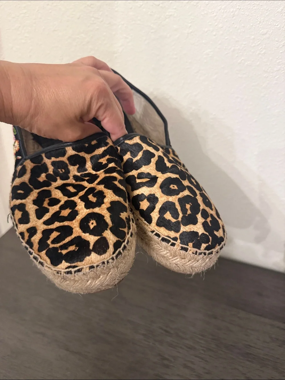 Johnny Was Garden Leopard Cheetah Espadrille Embroidered Floral Flats Size 10M