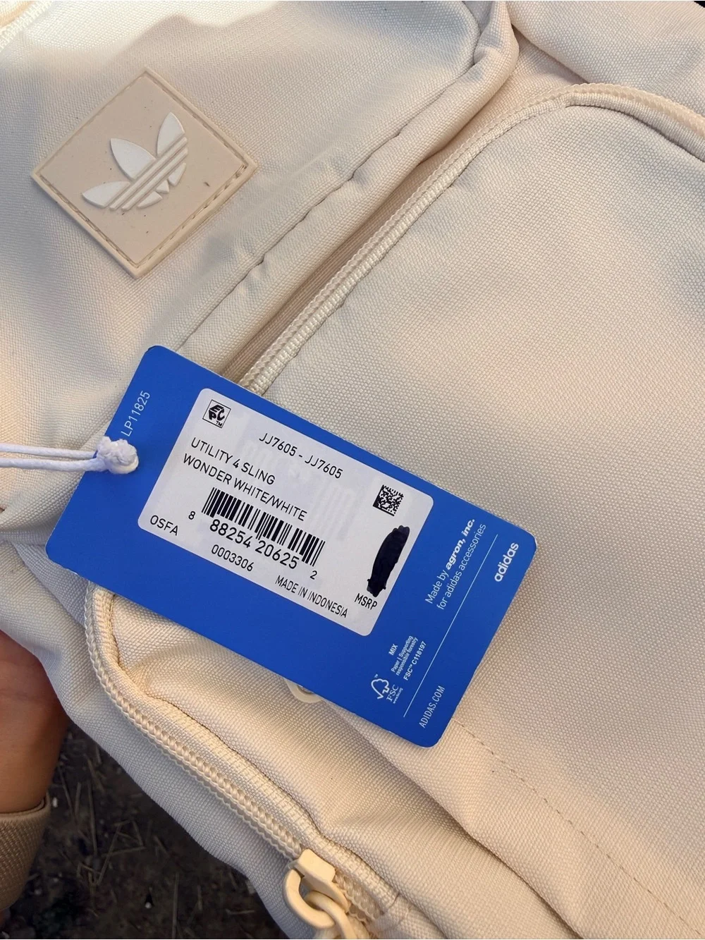 adidas Cream Mini Sling Backpack with Trefoil Patch