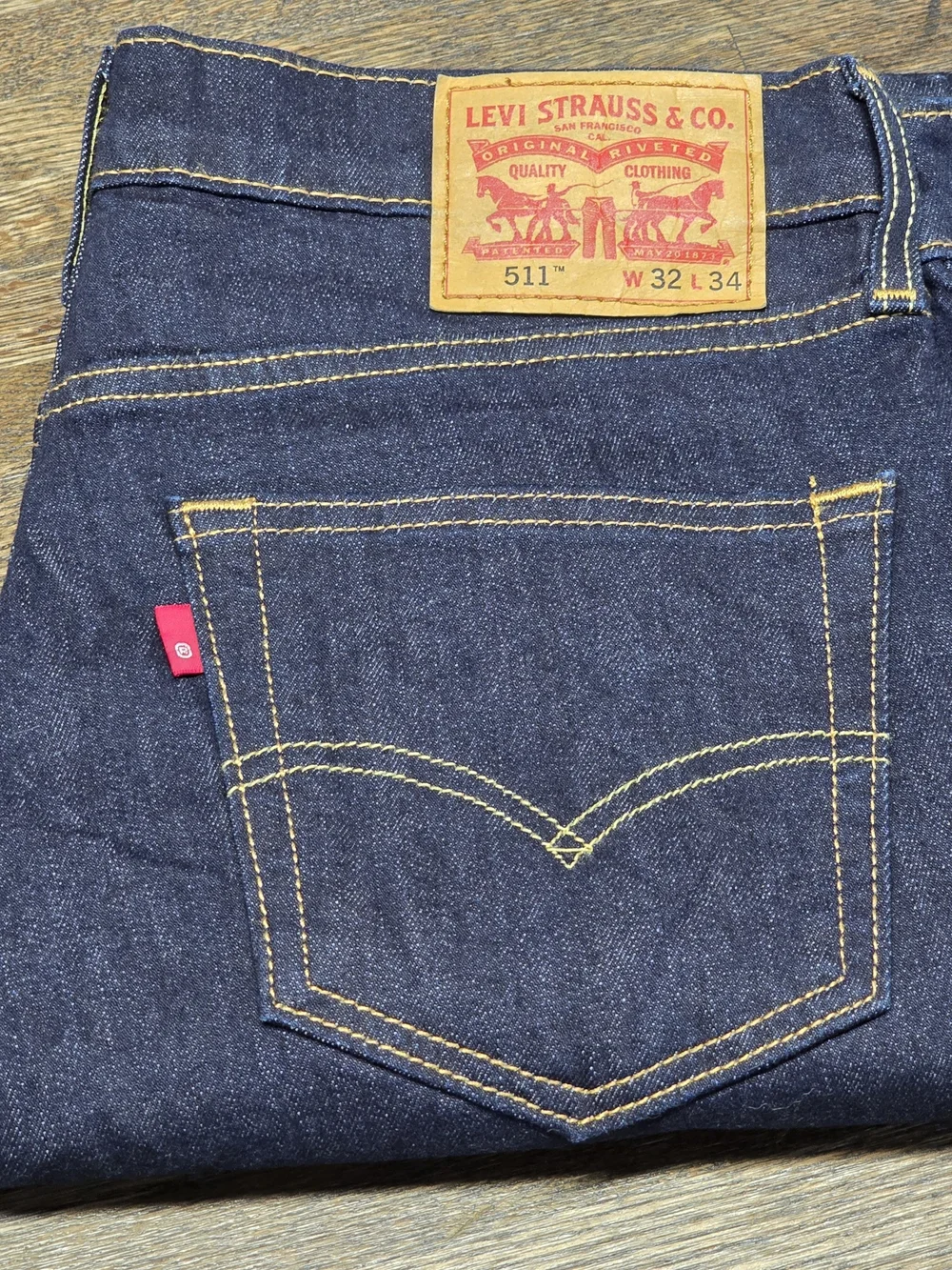 Levi's 511 Slim Skinny Men's Jeans in Dark Indigo with Yellow Stitching