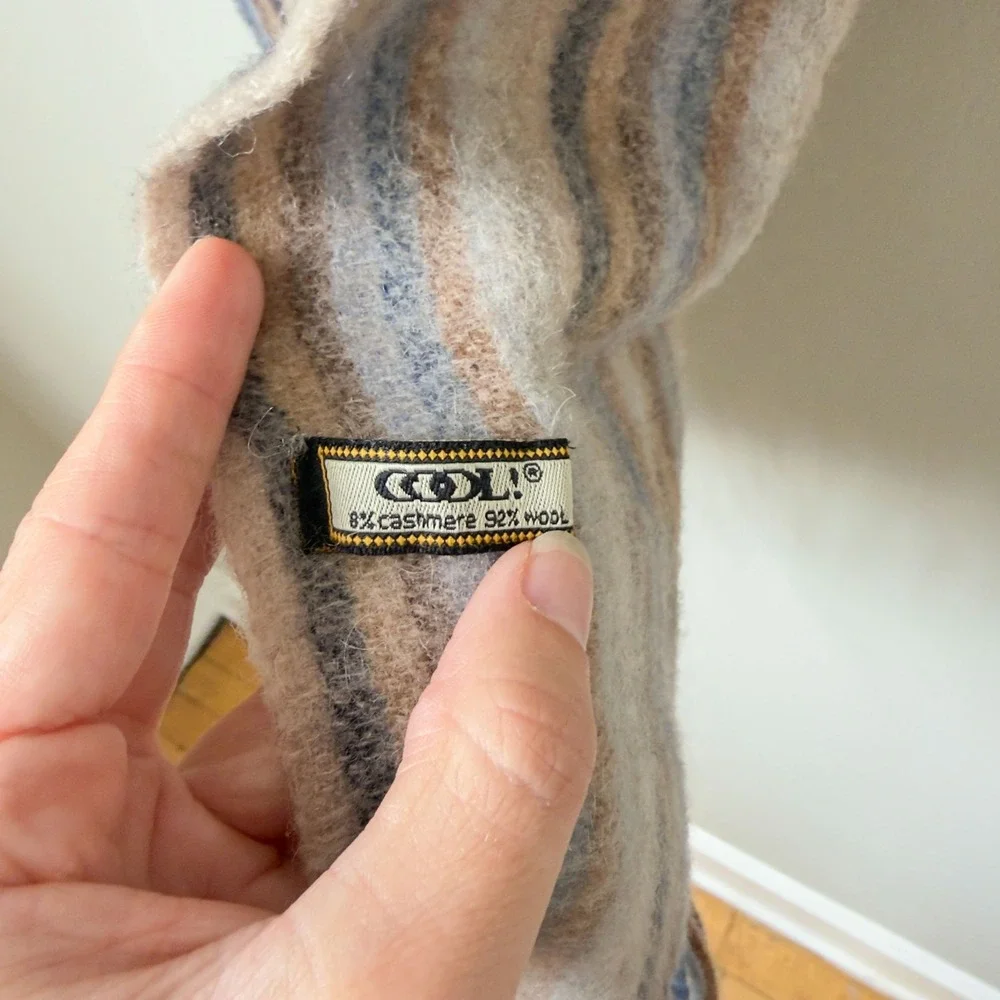 Vintage Striped Cozy Boho Wool Cashmere Scarf