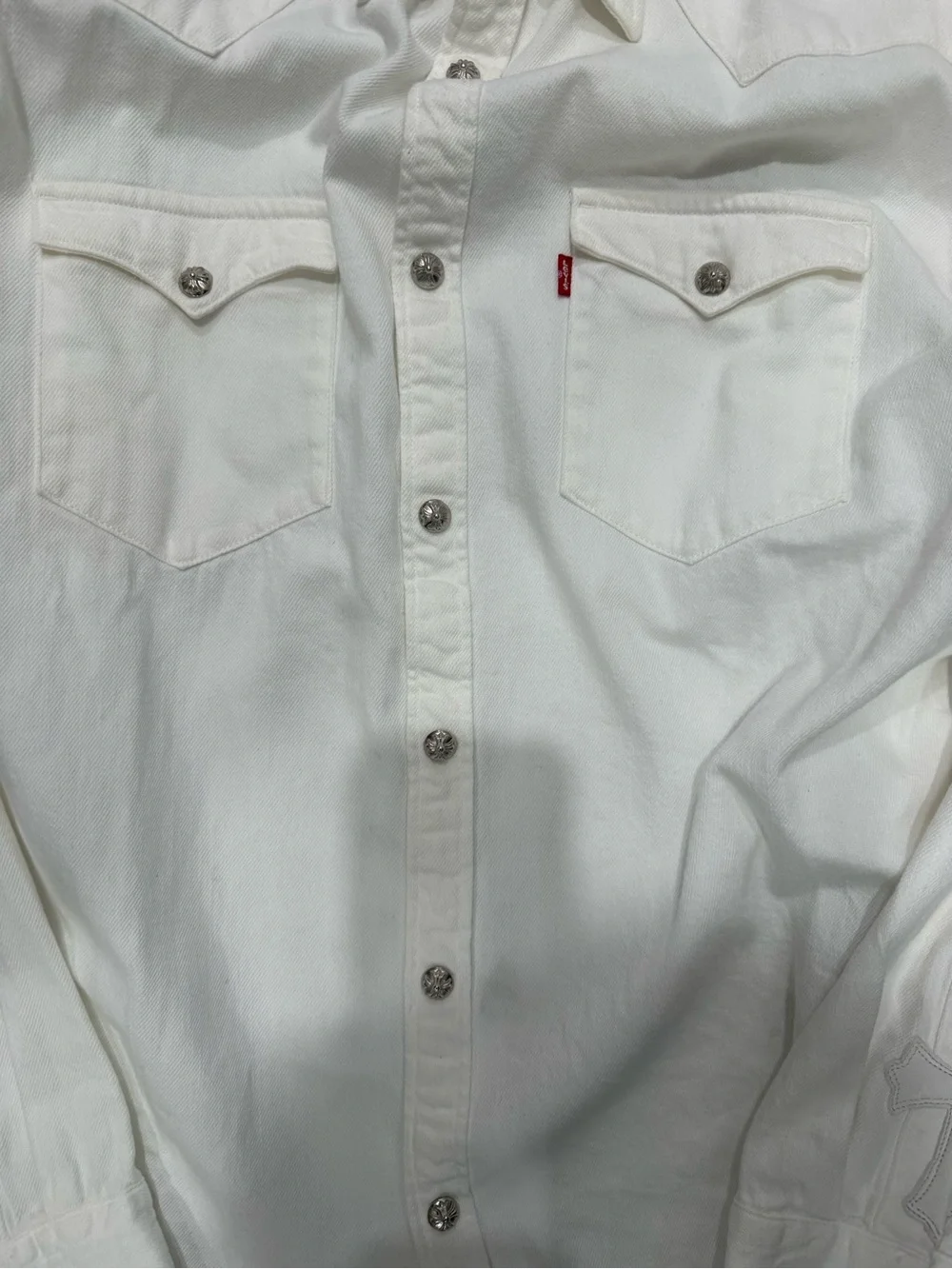 Levi's White Western Snap-Front Shirt with Embroidered Sleeves