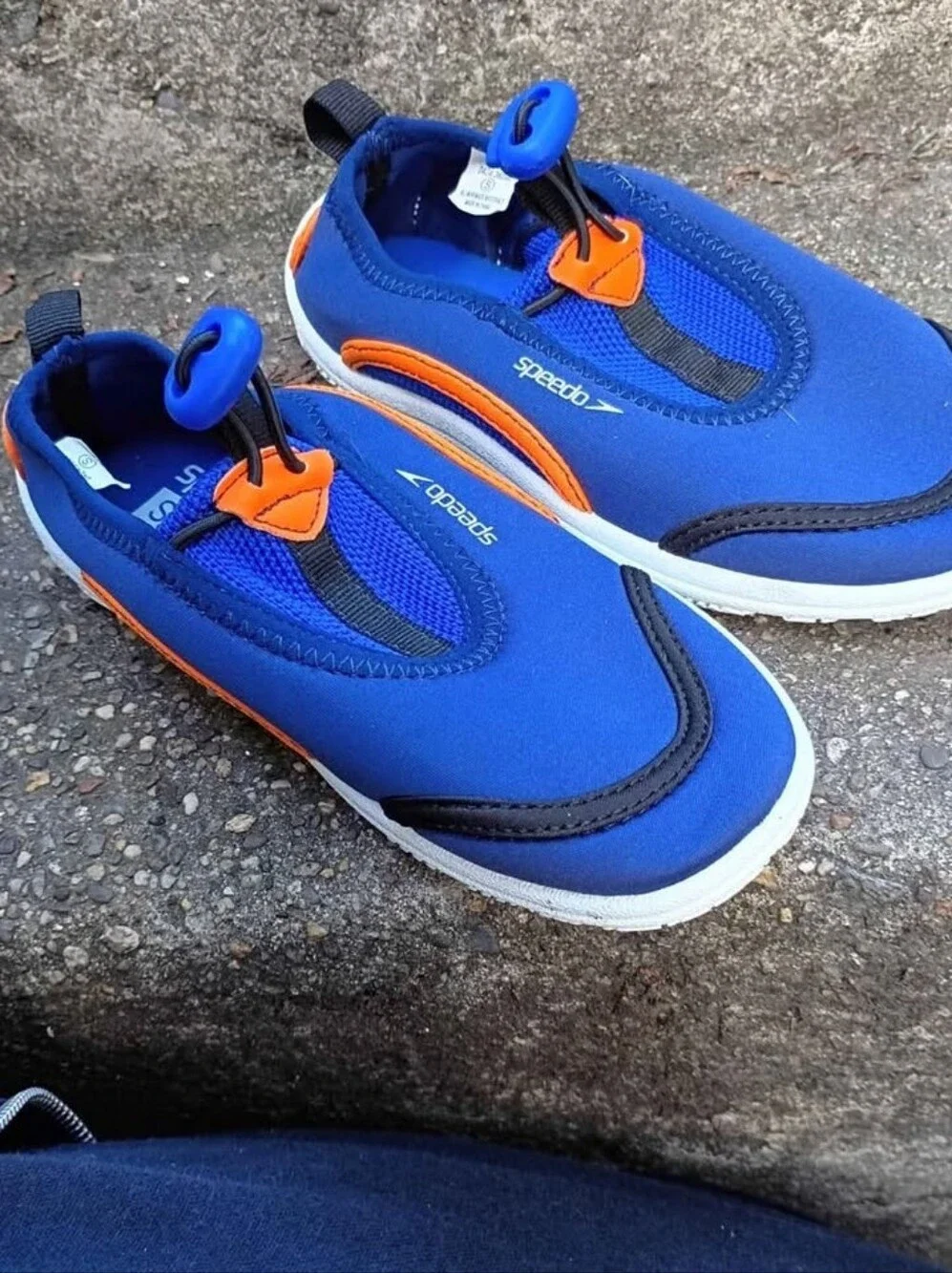 New Size Small Speedo Kids Royal Blue and Orange Water Shoes