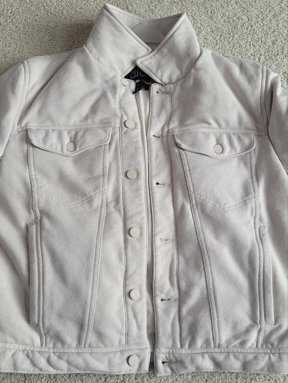 ALO Yoga Cream Neutral Jacket Relaxed Fit Athleisure Unisex Style Size S