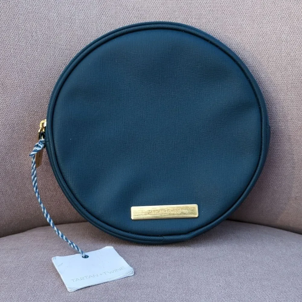 Ulta Tartan + Twine Navy Blue Round Clutch NWT