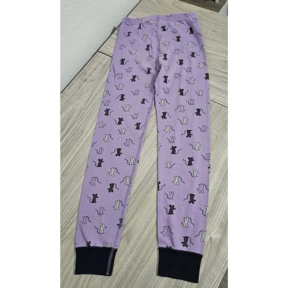 Hanna Andersson Pajama Set Gray Purple Mouse Face Ears Long Sleeve Halloween
