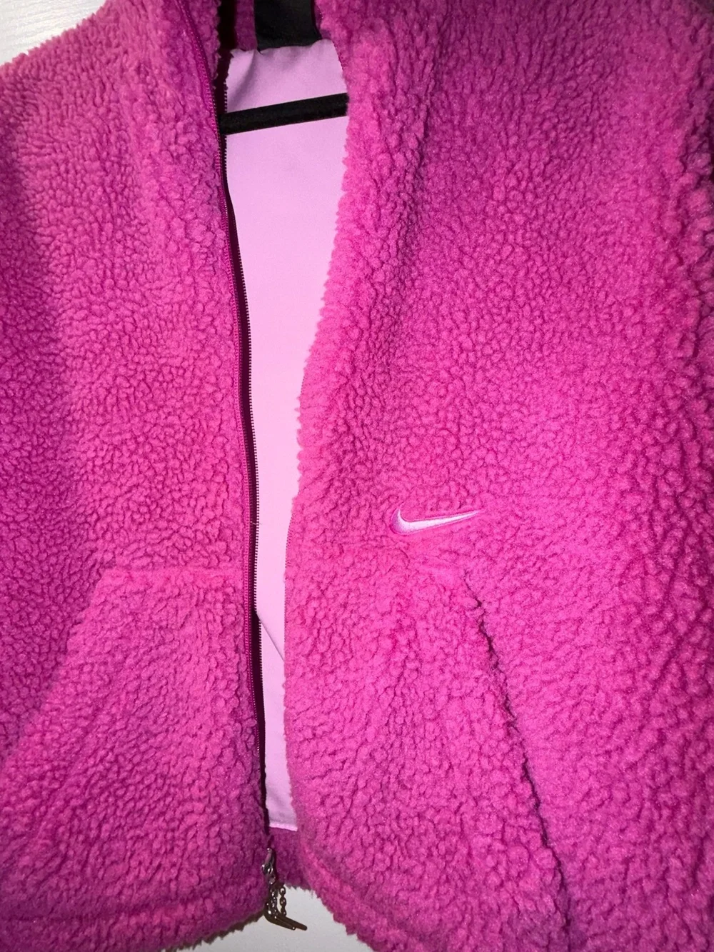 Nike Women's Hot Pink Sherpa Jacket with Swoosh