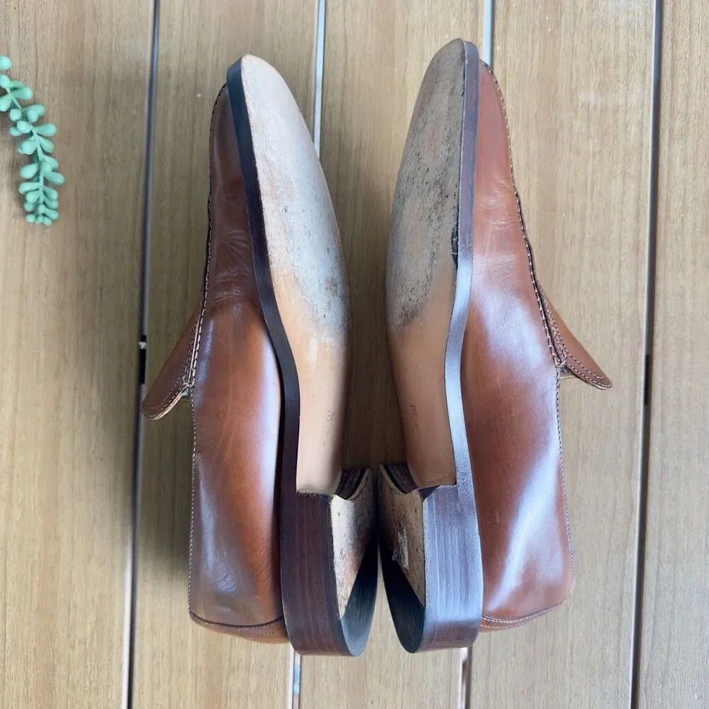 Cole Haan Men’s 8.5 M Brown Leather Square Toe Slip On Loafers Made Italy