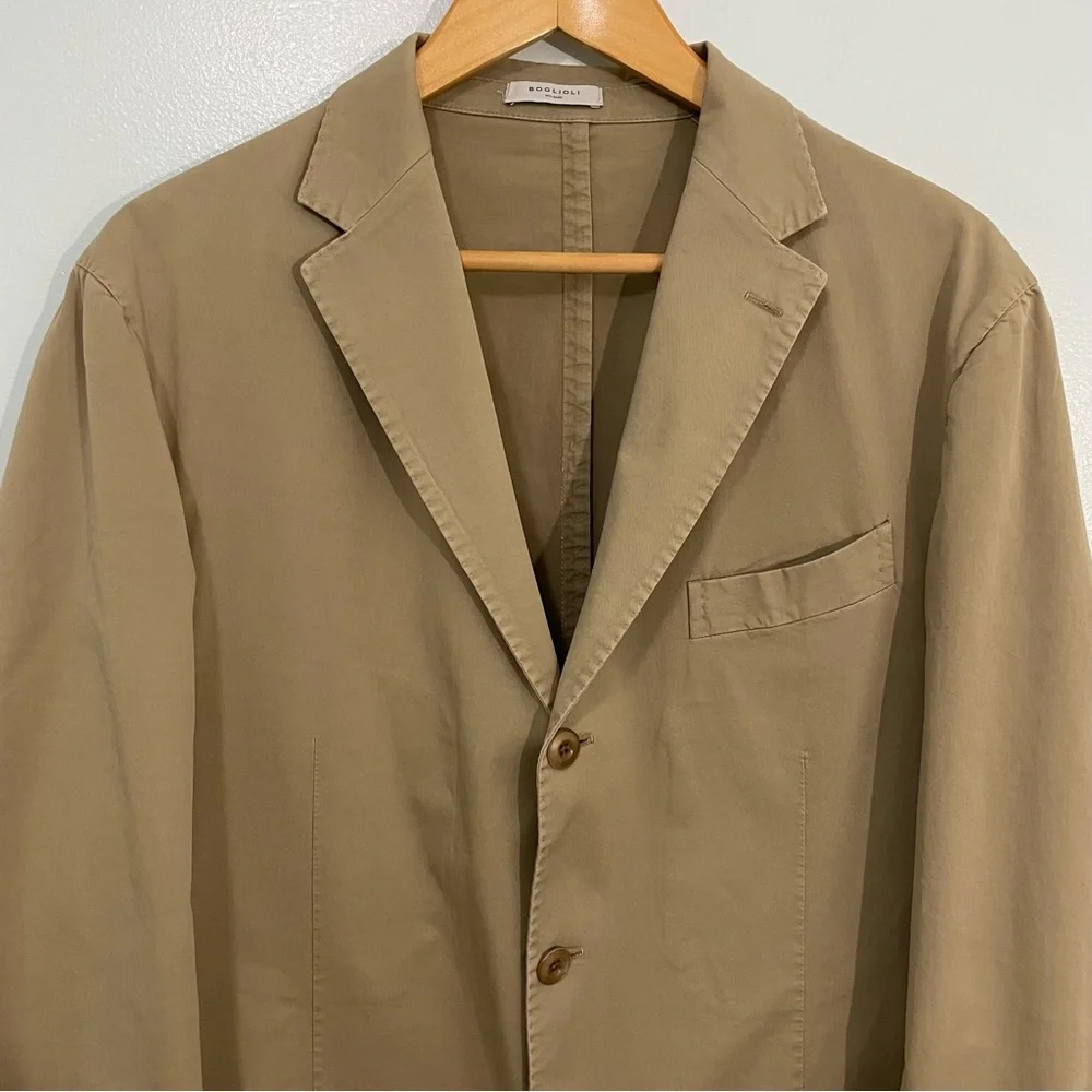 Boglioli Beige Stretch Cotton Blazer Made in Italy Size EU52