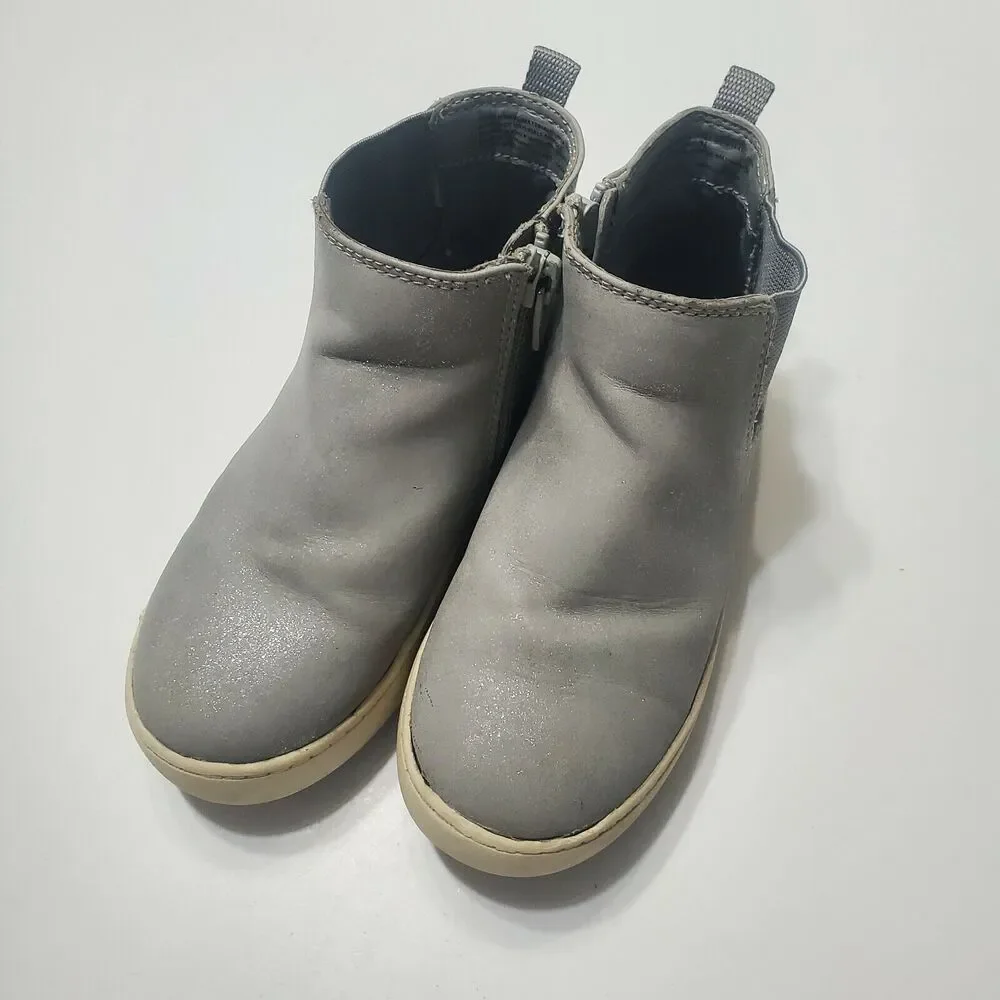 Cat Jack Shoes Girl‎ Size 10 Boot Grey Sparkly Small Platform Side Zip Round Toe