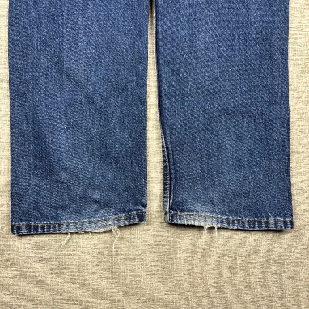 Levis 505 Mens 38x30 Jeans Dark Western Washed Denim slight Fades Distress Hems
