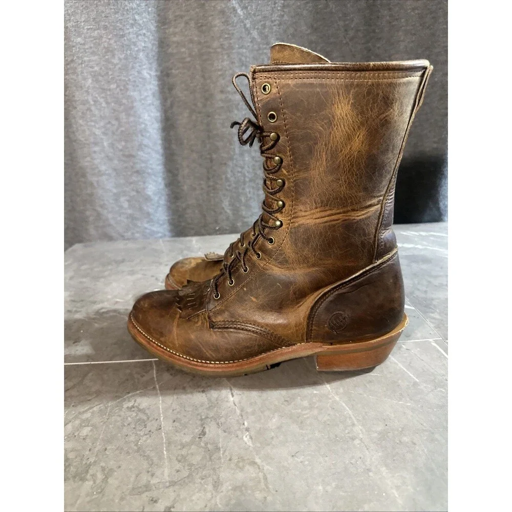 Double H Western ‘Lewis’ Logger Packer Lace Up Boots Brown DH9635 Size 10.5 EE