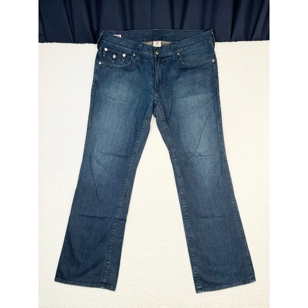 Vintage True Religion Jeans Mens 38 Fits 40x33.5 Blue Denim Straight Leg RICKY