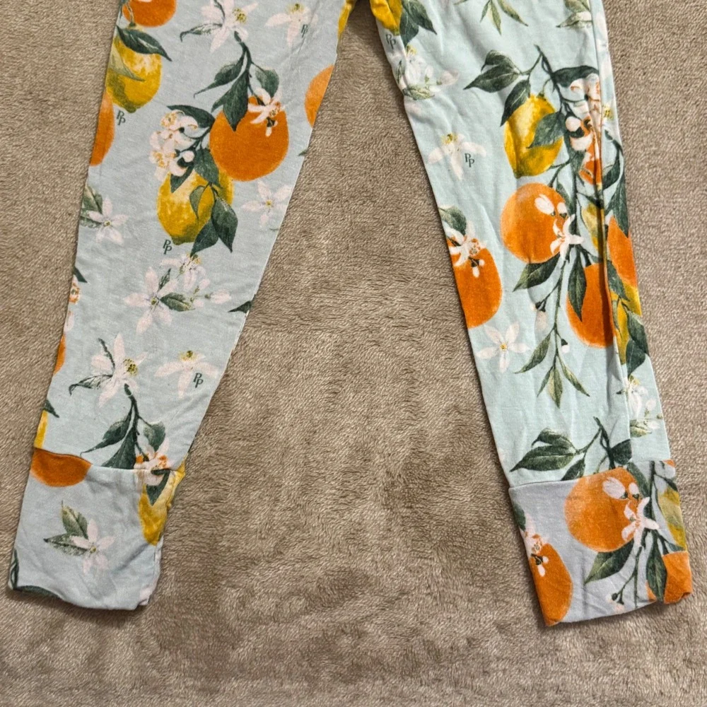 Posh Peanut Clementine Bamboo Viscose Pajama Set Kids 4T Blue Orange Lemon 2pc