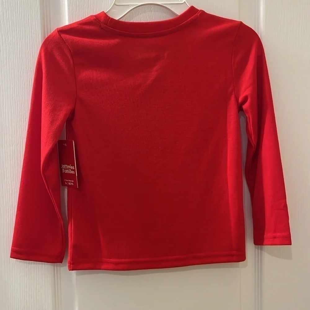 🆕Boys Santa Holiday Pajama 2-Piece Set Red and Cream Size 4
