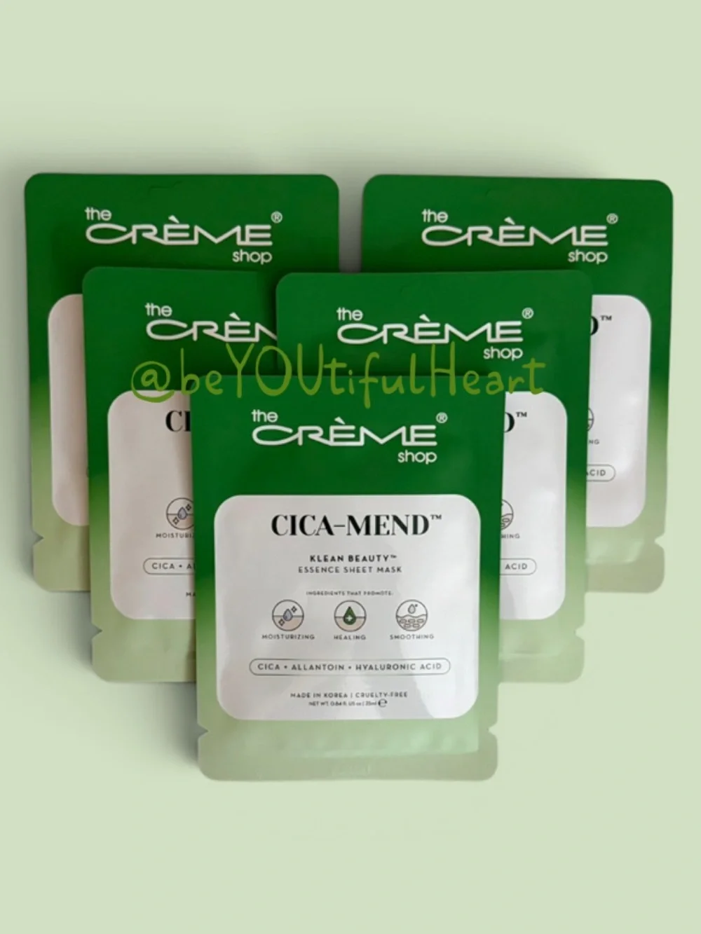 THE CRÈME SHOP Cica-Mend Klean Beauty Essence Sheet Masks 5 Pack Soothes Skin