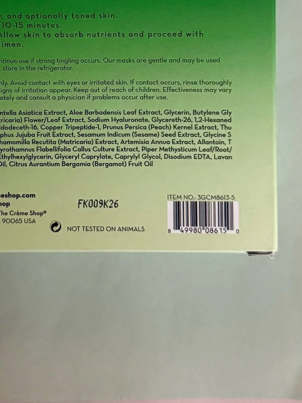 THE CRÈME SHOP Cica-Mend Klean Beauty Essence Sheet Masks 5 Pack Soothes Skin