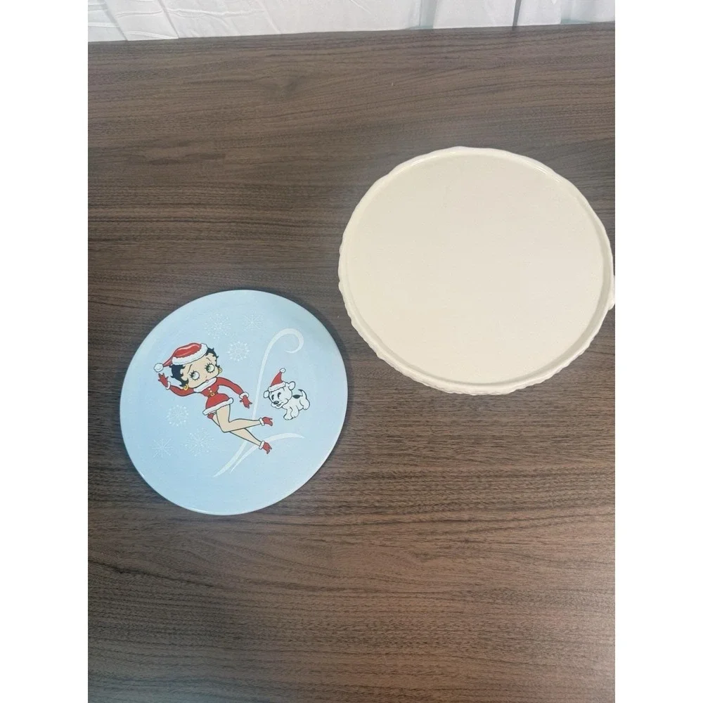 Betty Boop Christmas Holiday plate with pudgy dog retro collectible VTG cartoon‎